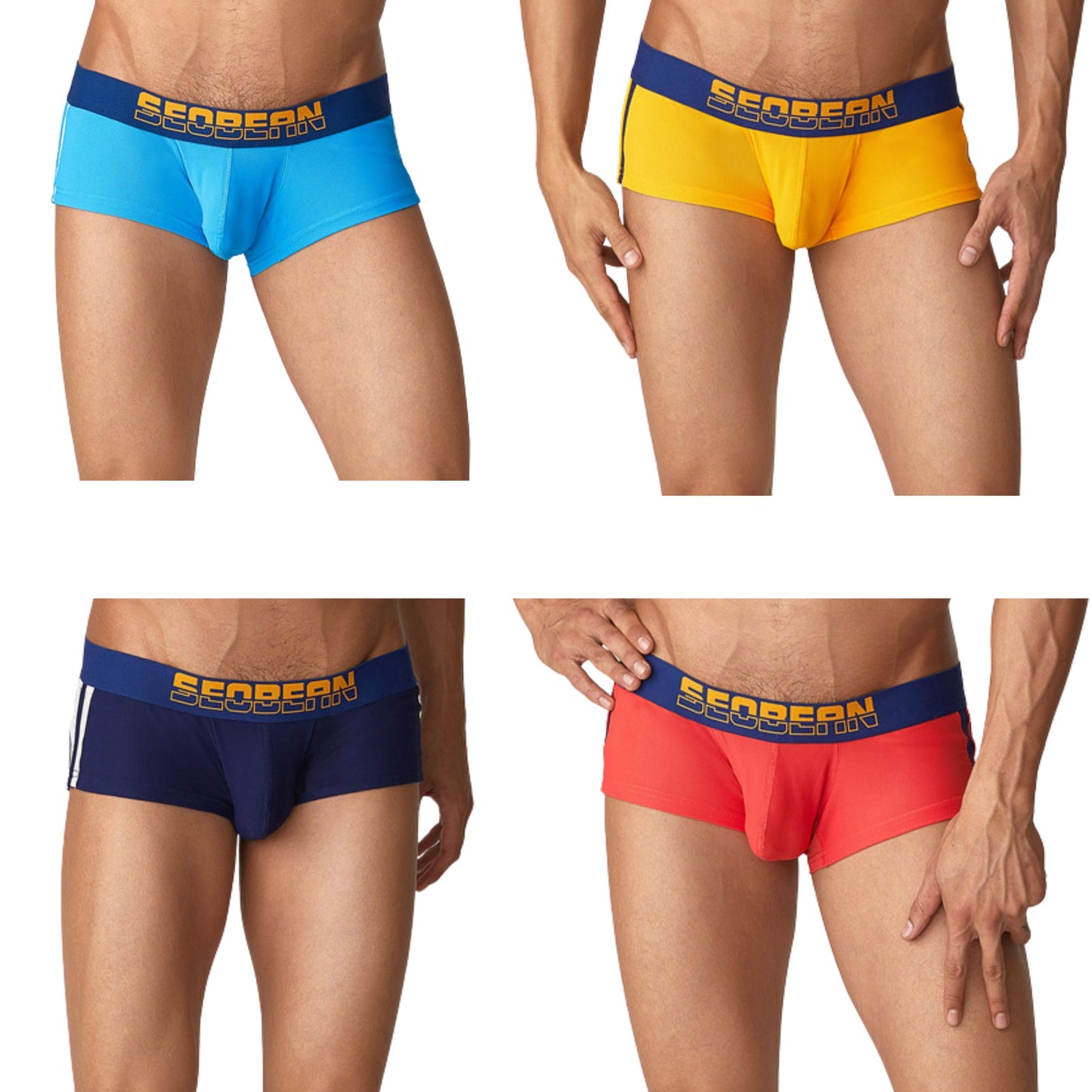 4 pieces SEOBEAN Men's underwear comfortable sweat-wicking boxers men's bump shorts