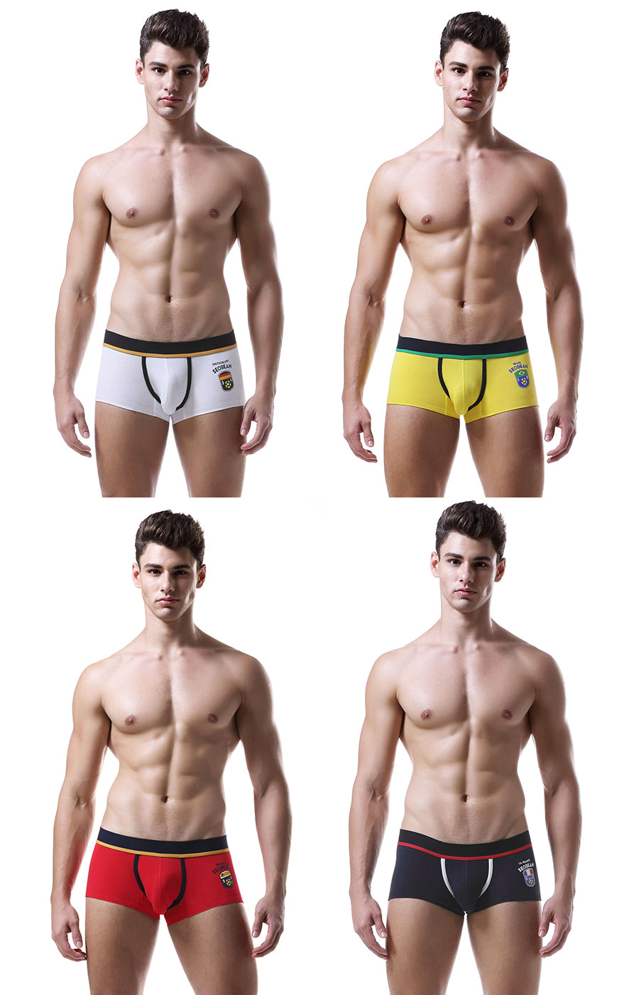 4 pieces SEOBEAN Men's cotton underwear comfortable sweat-wicking boxers men's bump shorts