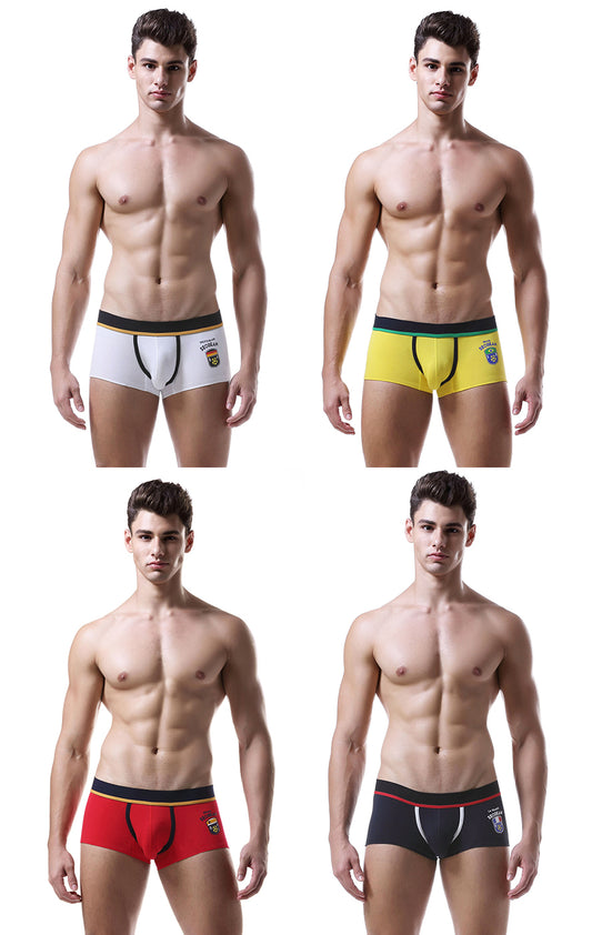 4 pieces SEOBEAN Men's cotton underwear comfortable sweat-wicking boxers men's bump shorts