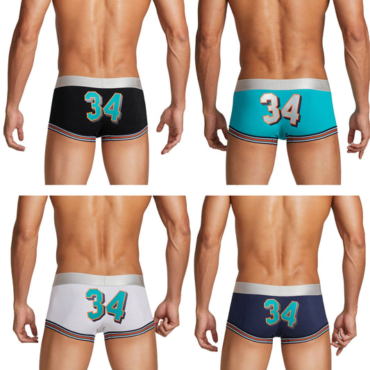 4 Pieces SEOBEAN  Men's Figure 34 Boxer Briefs Sweat-wicking Breathable Cotton Men's Briefs