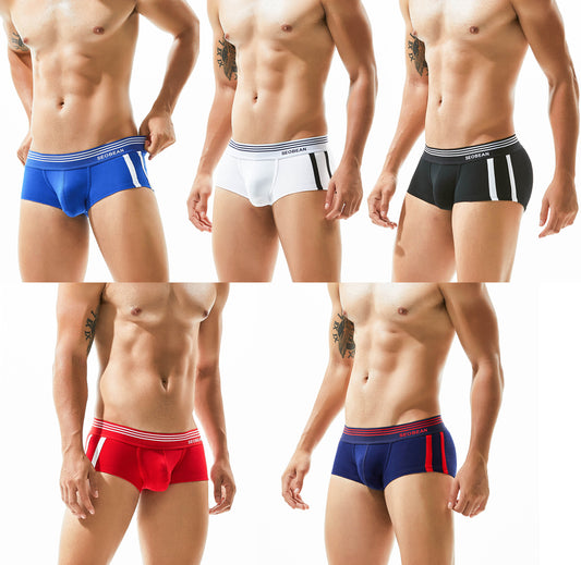 5 pieces SEOBEAN Men's cotton underwear comfortable sweat-wicking boxers men's bump shorts