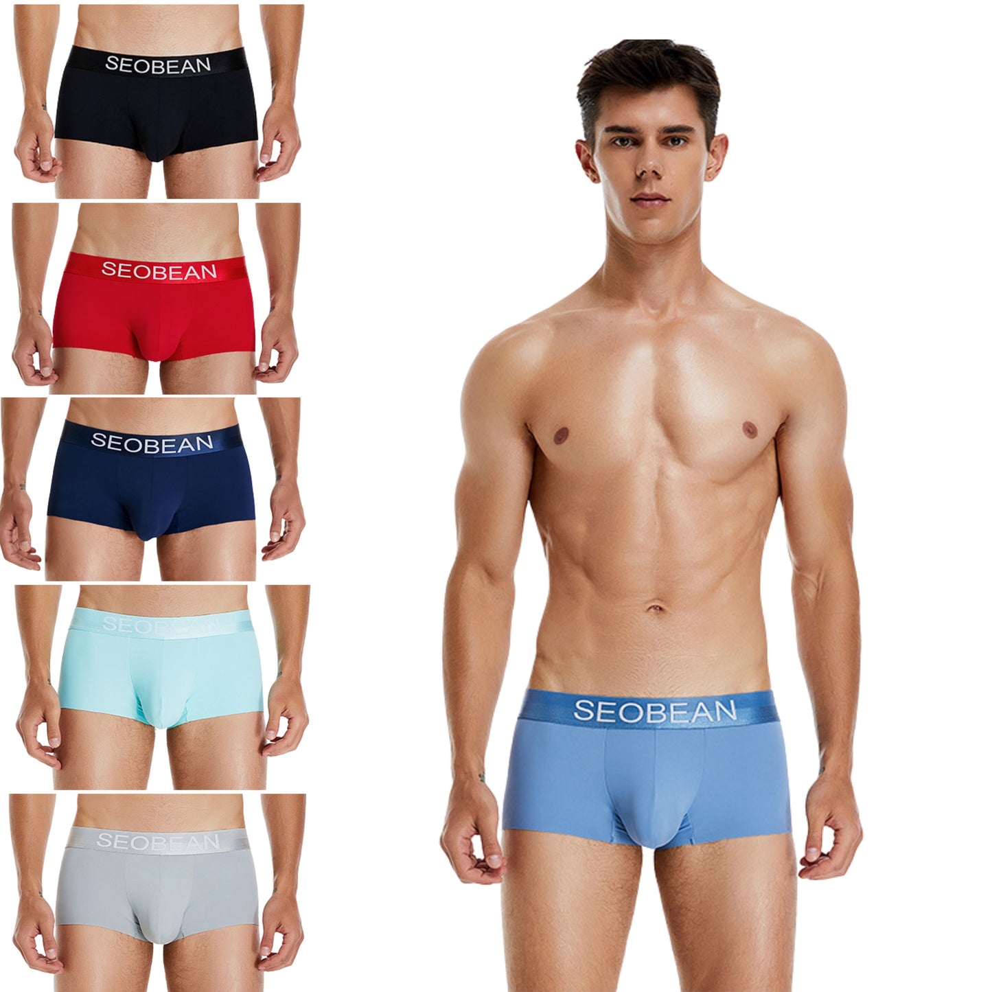 6 pieces SEOBEAN Men's underwear comfortable sweat-wicking boxers men's bump shorts