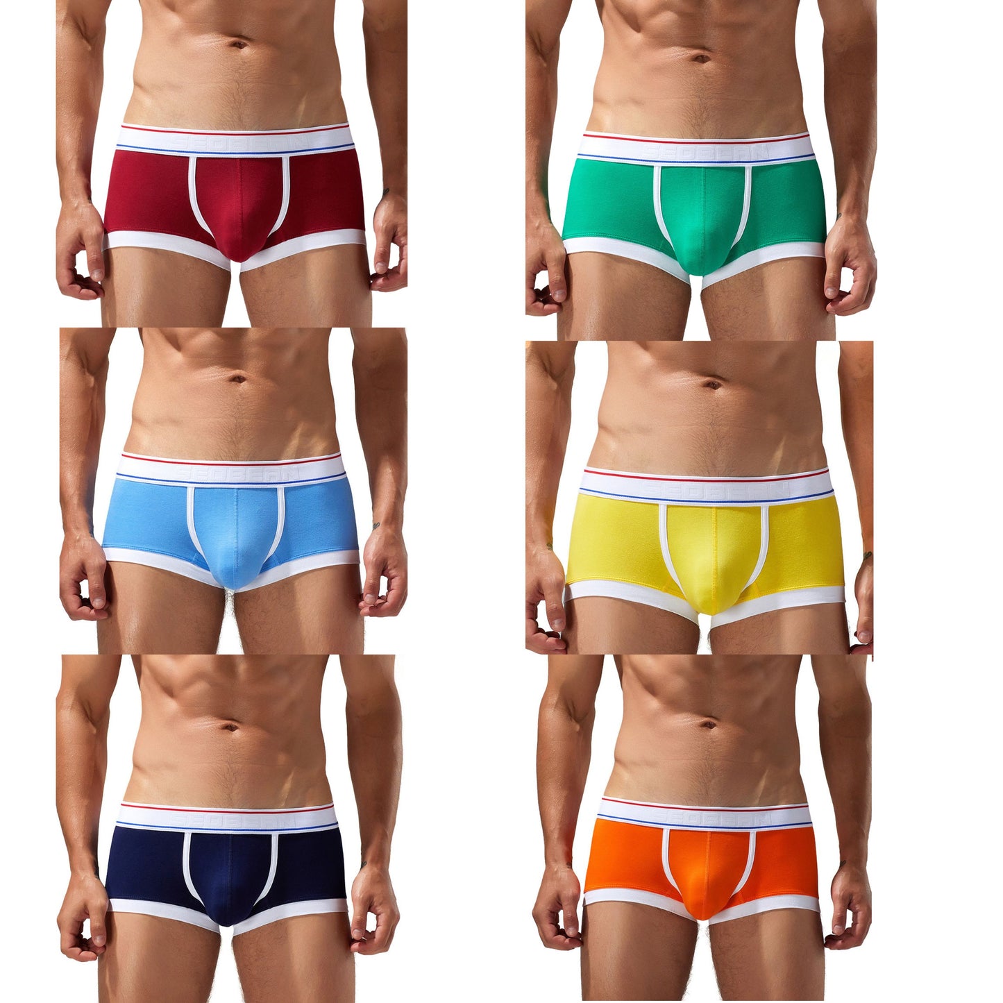 6 pieces SEOBEAN Men's underwear comfortable sweat-wicking boxers men's bump shorts