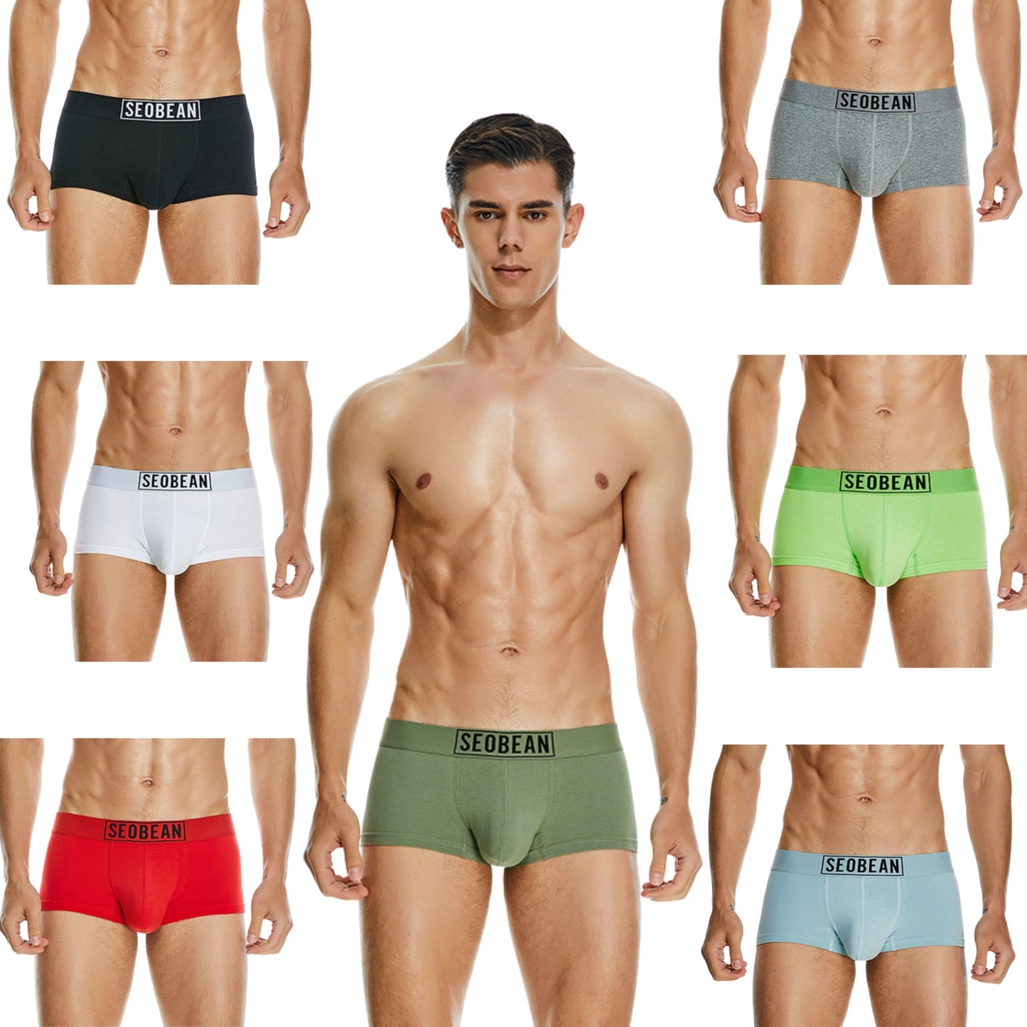 7 pieces SEOBEAN Men's underwear comfortable sweat-wicking boxers men's bump shorts
