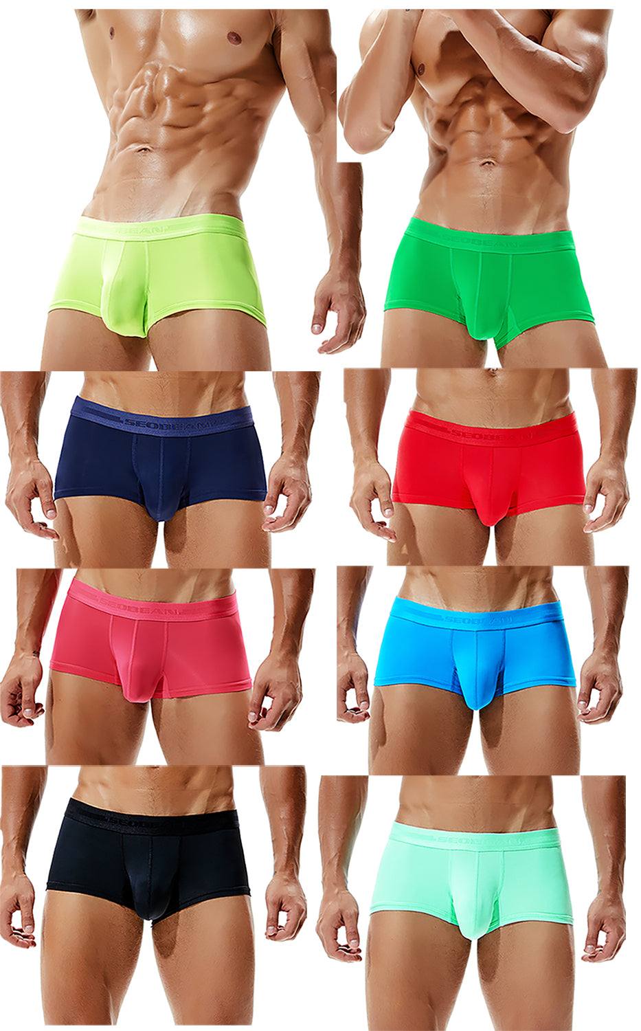 8 pieces SEOBEAN Men's  underwear comfortable sweat-wicking boxers men's bump shorts