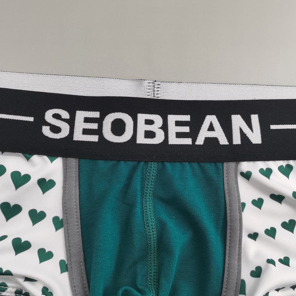 4-Pack SEOBEAN love Men's Low Waist Printed Dragon Boxer Briefs U-Shaped Comfortable Lightweight Fashion Innerwear