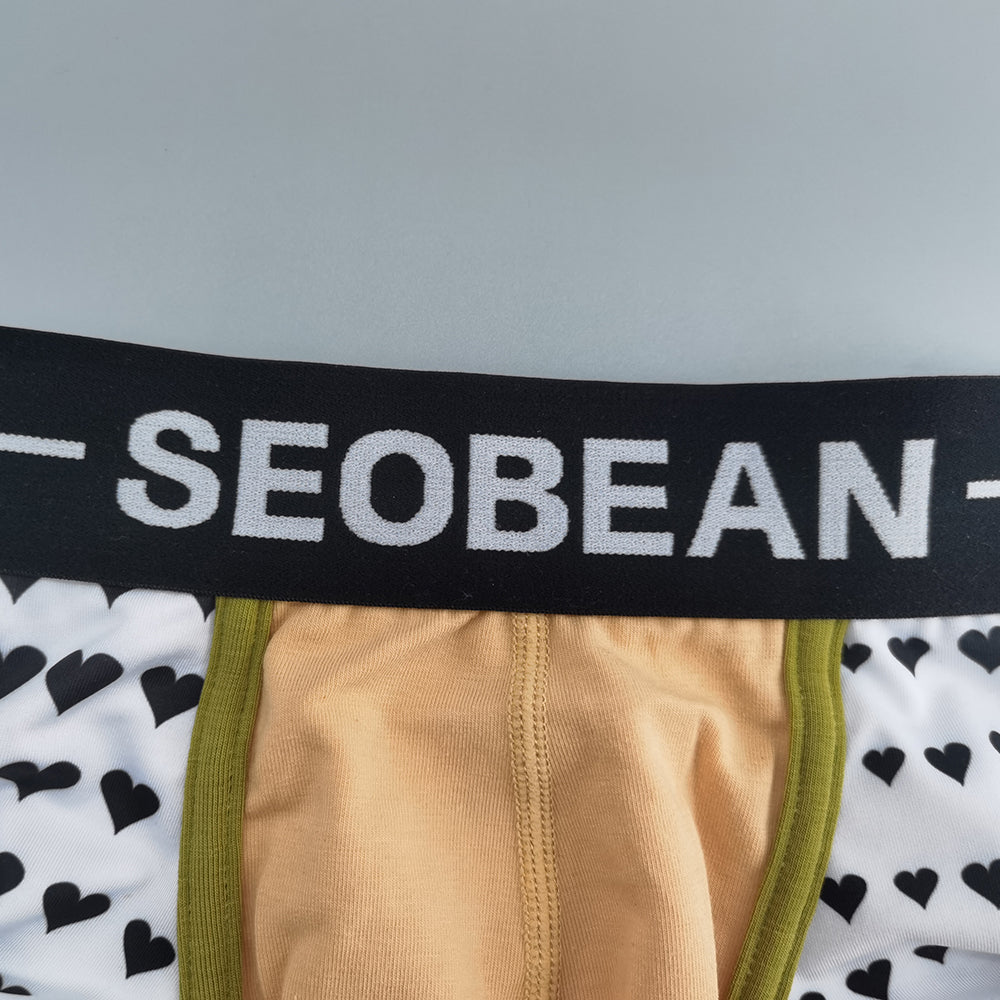 4-Pack SEOBEAN love Men's Low Waist Printed Dragon Boxer Briefs U-Shaped Comfortable Lightweight Fashion Innerwear