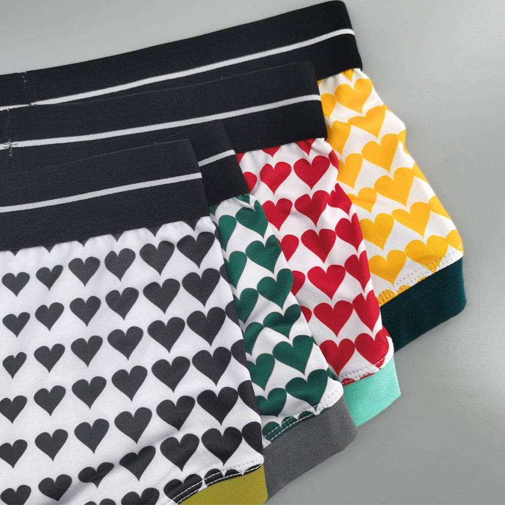 4-Pack SEOBEAN love Men's Low Waist Printed Dragon Boxer Briefs U-Shaped Comfortable Lightweight Fashion Innerwear