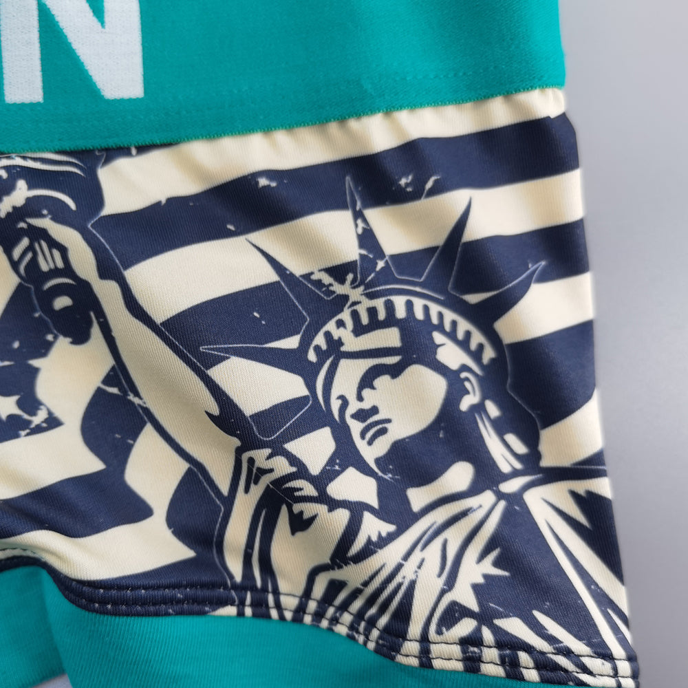 3-Pack SEOBEAN Statue of Liberty  Men's Low Waist Printed Dragon Boxer Briefs U-Shaped Comfortable Lightweight Fashion Innerwear