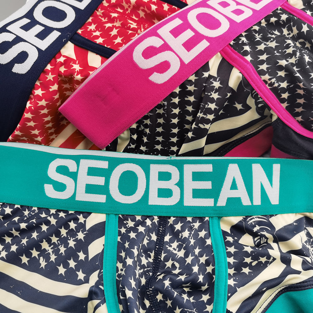 3-Pack SEOBEAN Statue of Liberty  Men's Low Waist Printed Dragon Boxer Briefs U-Shaped Comfortable Lightweight Fashion Innerwear