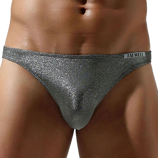 TAUWELL Men's Briefs U-Bag Sexy Bikini Briefs Fashion Silver Silk Briefs